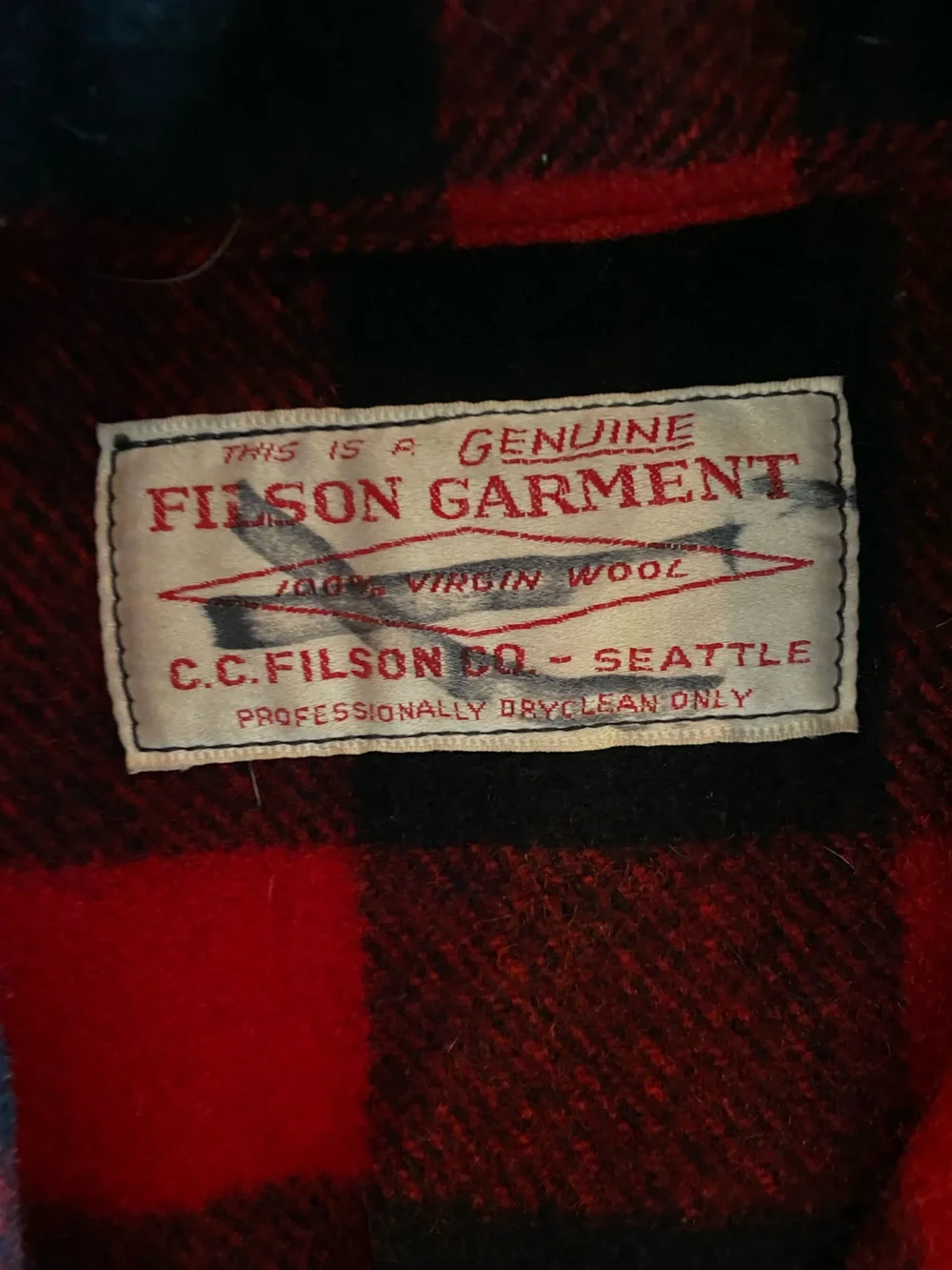 Vintage Filson Red and Black Buffalo Plaid Wool Jacket